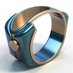 Wall Mural - 3D Render of a Modern Cuff Bracelet, on isolated white background, Generative AI