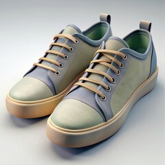 Wall Mural - 3D Render of Basic Canvas Sneakers, on isolated white background, Generative AI