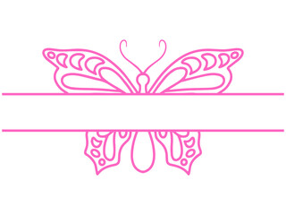 Wall Mural - hand drawn butterfly frame line art