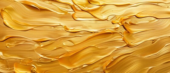 Aufkleber - Closeup of abstract rough gold golden art painting texture illustration, with oil or acrylic brushstroke, pallet knife paint on canvas background.
