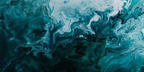 Wall Mural - A painting of a blue ocean with a green swirl