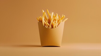 Wall Mural - A box of very tasty pack French fries on a background.
