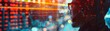 © pingpao - Investor analyzing stock market trends. Silhouette of a person with glasses analyzing digital data on a screen, showcasing technology and cybersecurity concepts.
