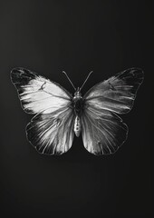 Sticker - A Butterfly butterfly black white.