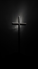 Poster - Jesus cross monochrome symbol light.