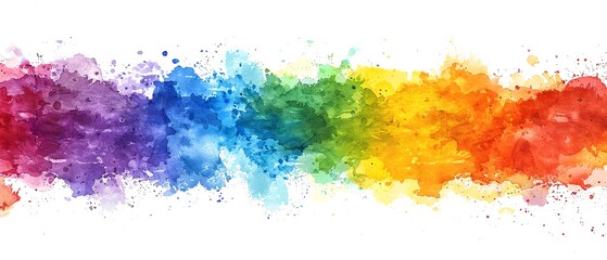 Wall Mural - Watercolor rainbow flag texture isolated on a white background, perfect for Pride Month celebrations, representing LGBTQ pride and the fight for equal rights