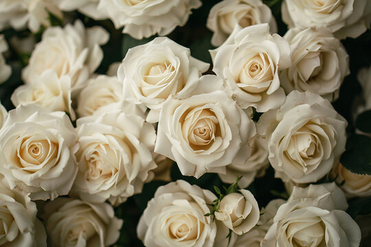 A cluster of white roses with their fragrant blooms.