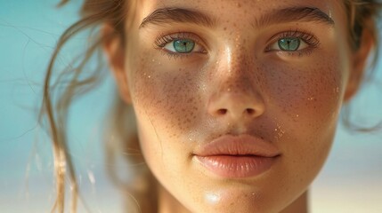 Poster - Visualize a stunning young female model, her skin clear and glowing