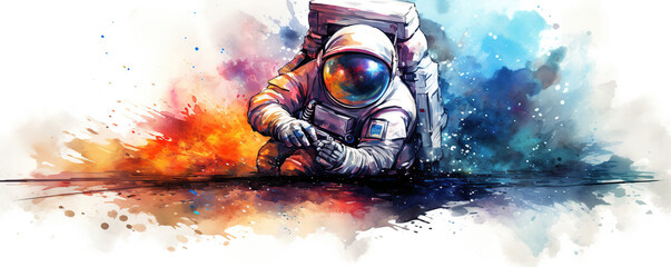 Astronaut Painting With Paint Splatters