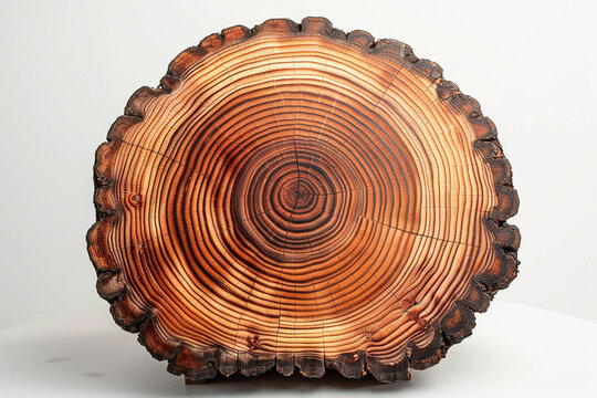 A cross-section of a tree trunk showcasing the depth and complexity of its rings.