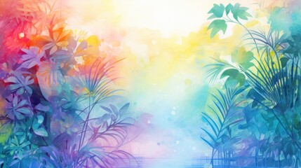 Modern colorful tropical floral pattern. Cute botanical abstract contemporary pattern wallpaper