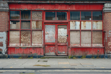 Wall Mural - Closed Shops and Deserted Streets: Witnessing Urban Decline and Neglect  