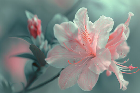 A delicate pink azalea flower with soft petals.