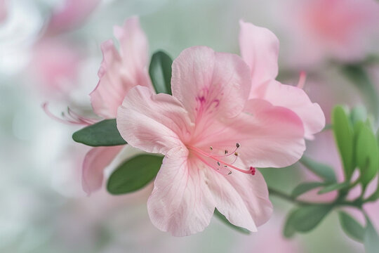 A delicate pink azalea flower with soft petals.