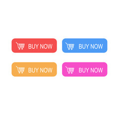 Wall Mural - BUY NOW COLORFUL INTERNET PRODUCT BUTTONS ISOLATED ON WHITE