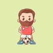© Sabar - Cute soccer player standing kawaii chibi character mascot illustration outline style design
