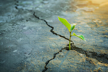 Sticker - Small Plant Defying Odds by Growing Through Concrete  