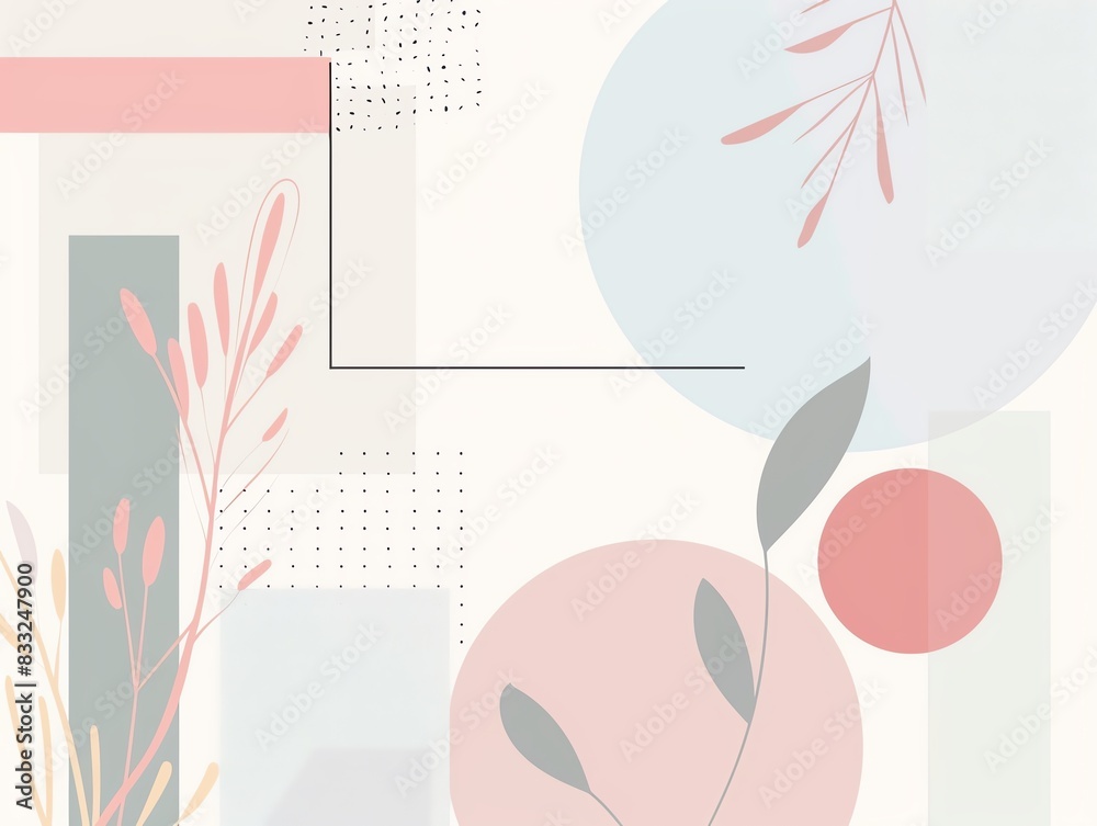 Clean geometric background, flat design, rule of thirds, white ...