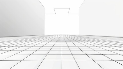 Wall Mural - Perspective grid in modern format. Abstract wireframe landscape on white background.