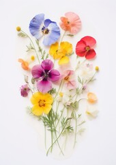 Wall Mural - Real Pressed a Bouquet of flowers petal plant herb.