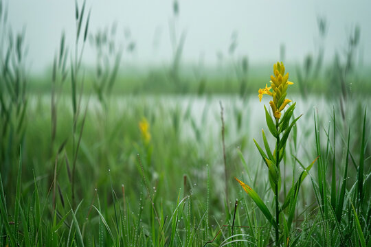 A dragon flower standing tall in a field of tall grass, blending in with its natural surroundings.
