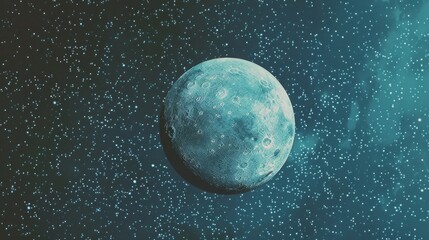 Wall Mural - A stunning image of a moon surrounded by countless stars in a dark, expansive sky, showcasing the beauty and mystery of outer space.