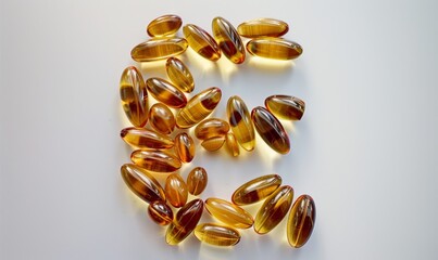 Wall Mural - Vitamin E capsules are arranged in the shape of the letter E