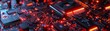 © Media Srock - Glowing red circuits of an intricate electronic motherboard