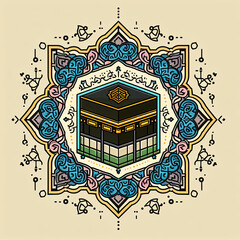 Wall Mural - kaaba grand mosque mecca islamic symbol and logo representing spirit of islamic