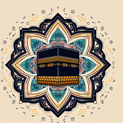 Wall Mural - kaaba grand mosque mecca islamic symbol and logo representing spirit of islamic