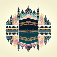 Wall Mural - kaaba grand mosque mecca islamic symbol and logo representing spirit of islamic