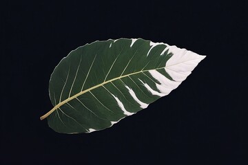 Wall Mural - leaf on black