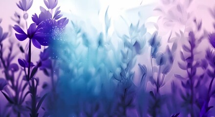 Wall Mural - Botanical wallpaper featuring watercolor grass pattern in violet and purple tones. Concept Botanical Wallpaper, Watercolor Grass Pattern, Violet and Purple Tones
