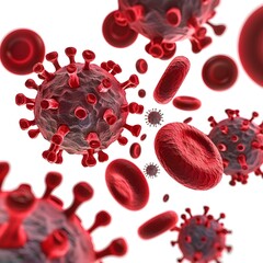 Poster - of red cells interacting with virus particles