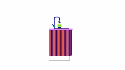 Poster - Pouring water into bottle from sink tap line 2D object animation. Choose reusable flask flat color cartoon 4K video, alpha channel. Feeling bottle at home animated item on white background