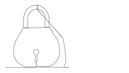 Poster - self drawing animation of single continuous line drawing businessman climbing padlock with rope. do 