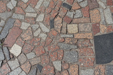 Sticker - Colorful crazy pavement made of polished granite stone blocks