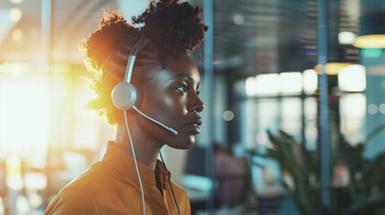 Poster - African woman with a headset