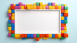 © Nittaya - A playful frame made of colorful Lego bricks, with a blank center space for text