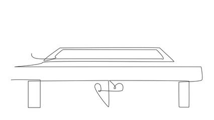 Poster - Self drawing animation of single one line drawing a minimalist dishwashing place that is clean from dirty plates used from breakfast. Cleanliness make it more elegant. Hygienic. Full length animated