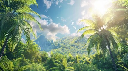 Wall Mural - Beautiful tropical landscape background, concept for summer travel and vacation 