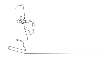 Poster - Animation of continuous one line drawing robot future tech riding big chess horse knight and holding flag, strategy, competitive, strategic move in business concept. Full length motion