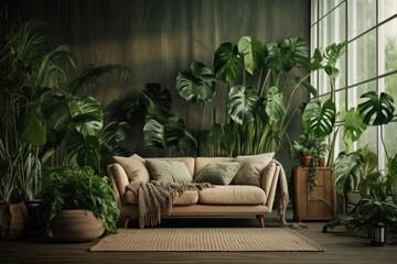 Wall Mural - Monstera room architecture furniture.