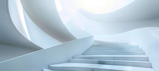 Modern white architectural staircase with curved design