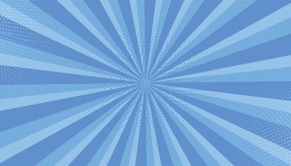 Poster - Blue abstract background with light of sunburst. blue starburst with halftone. sun ray retro background with flash