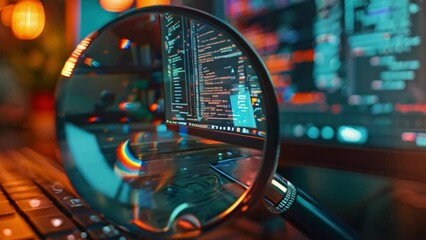 Poster - This magnifying glass placed on top of a computer keyboard. Magnifying Glass on Computer Keyboard