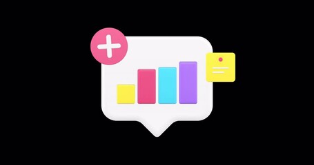 Poster - Bar diagram graph add quick tips management business analyzing 3d icon animation with alpha channel
