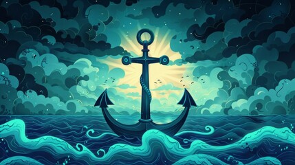 Wall Mural - Nautical-themed illustration featuring an anchor