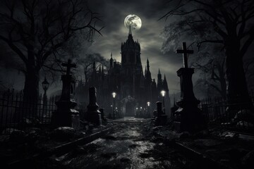 Canvas Print - Scary haunted castle, Halloween.
