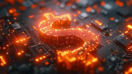 Poster - This Dollar symbol on a detailed cryptocurrency chip background. Finance meets digital technology